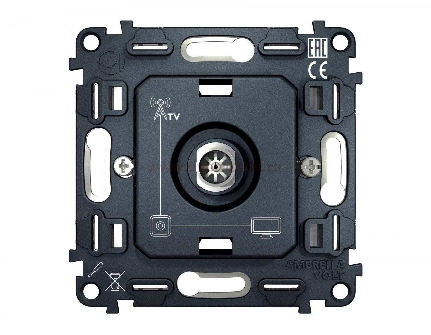 Механизм TV розетки оконечной 50-870 MHz 1dB QUANT VM202 Ambrella Volt