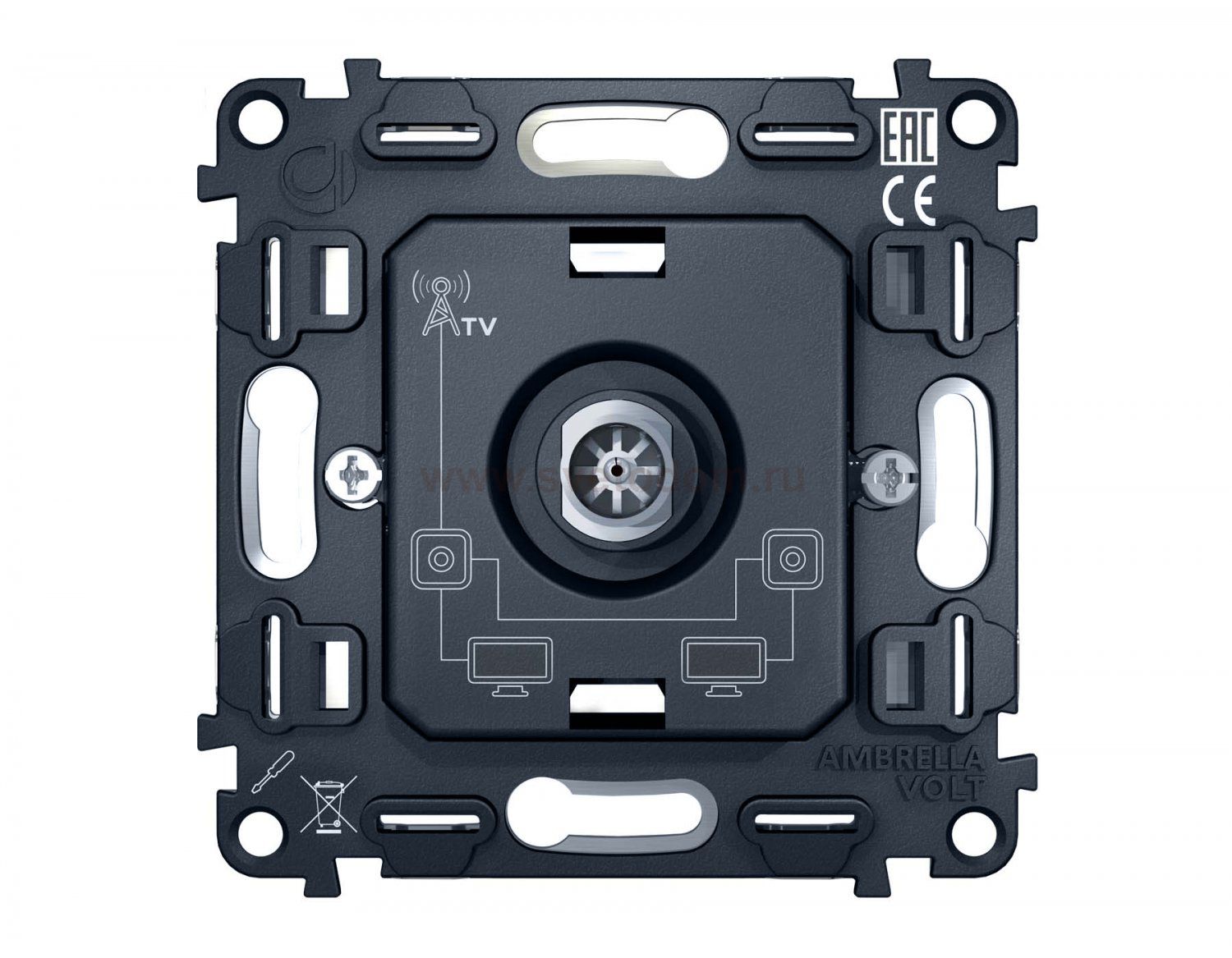 Механизм TV розетки проходной 5-1000 MHz 4dB QUANT VM211 Ambrella Volt