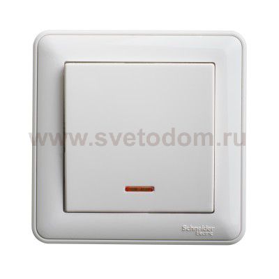 Выключатель Wessen 59 одноклавишный с индикацией белый (самовозратный) (VS116-151-18)
