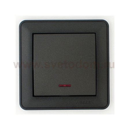 Выключатель Wessen 59 одноклавишный с индикацией черный бархат (самовозвратный) (VS116-151-6-86)