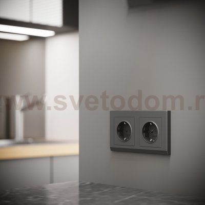 Рамка из поликарбоната на 2 поста Stark графит матовый W0021864