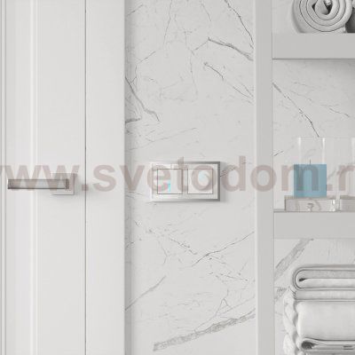 Рамка из металла на 2 поста Baguette белый/серебро W0022850