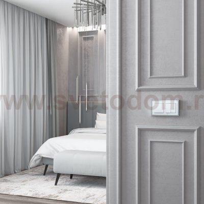 Рамка из металла на 2 поста Baguette белый/серебро W0022850