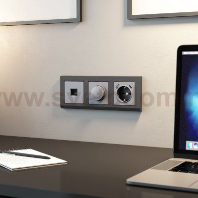 Рамка из поликарбоната на 3 поста Stark графит матовый W0031864