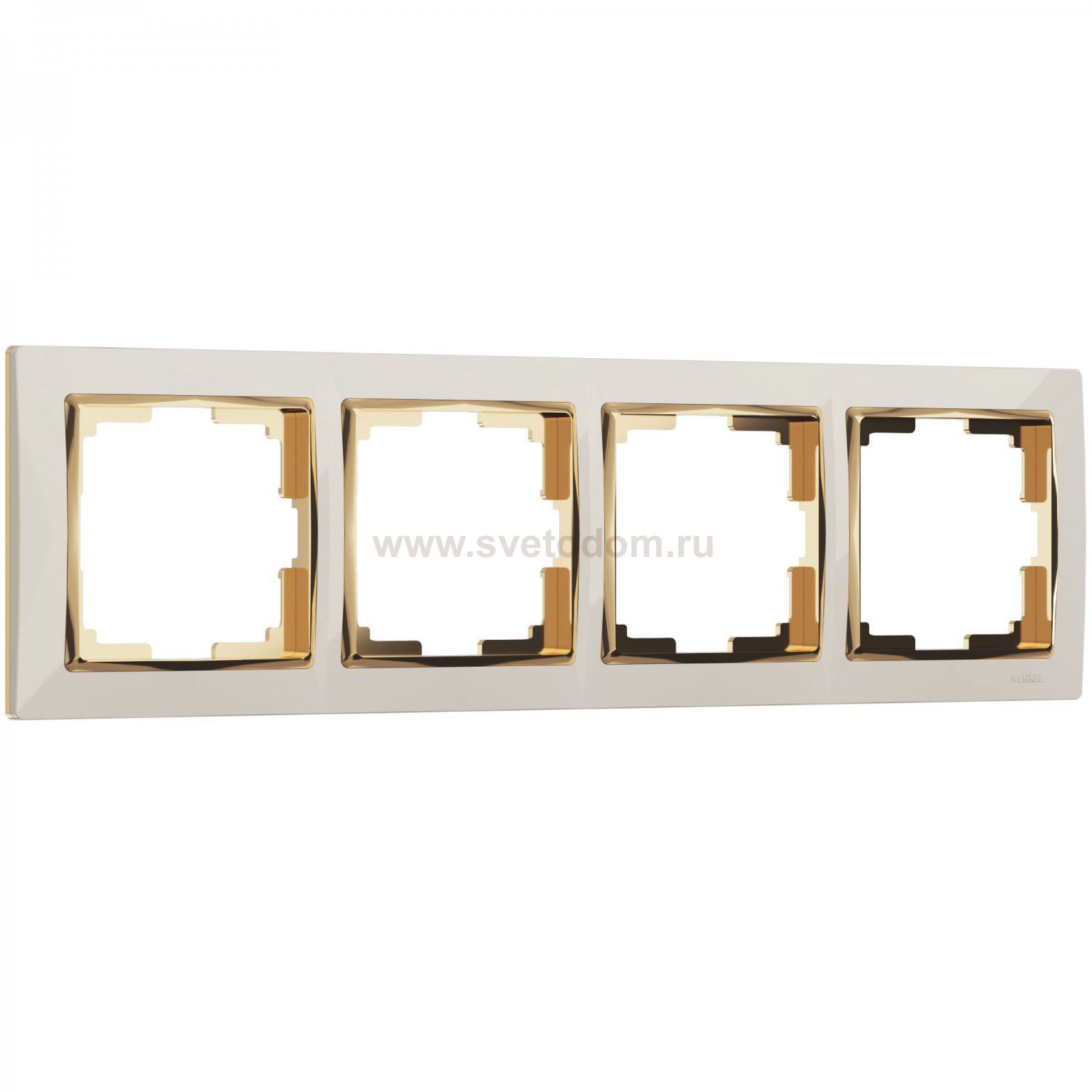 Рамка из поликарбоната на 4 поста Snabb слоновая кость/золото W0041932