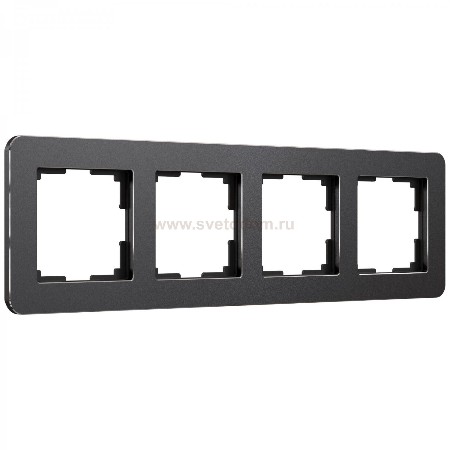 Рамка из металла на 4 поста Platinum черный алюминий W0042608