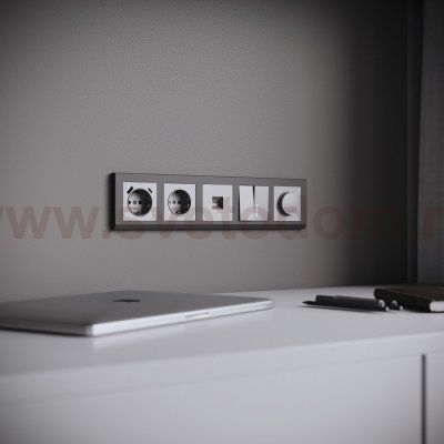 Рамка из поликарбоната на 5 постов Stark графит матовый W0051864