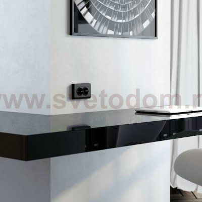 Рамка из поликарбоната для двойной розетки Stark черный W0081808