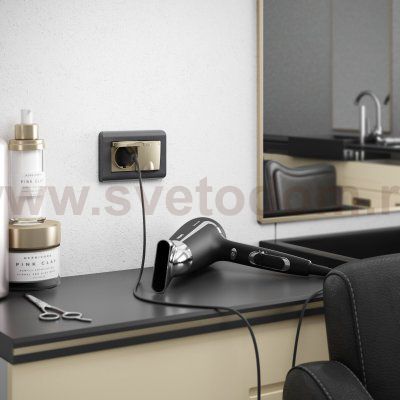 Рамка из поликарбоната для двойной розетки Stream графит W0082104