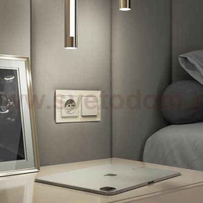 Выключатель одноклавишный проходной (айвори матовый) W1112062