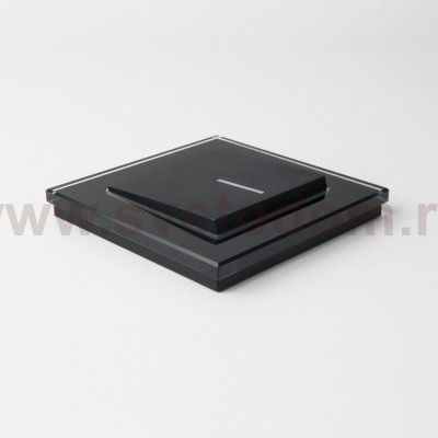 Выключатель одноклавишный проходной с подсветкой черный матовый W1112108