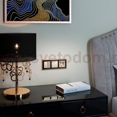 Выключатель одноклавишный проходной с подсветкой (шампань рифленый) W1112110