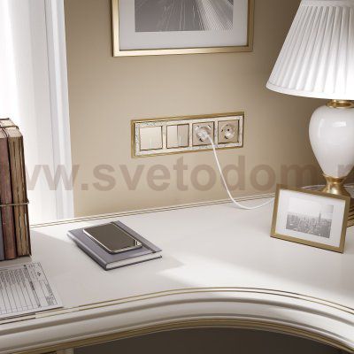 Выключатель одноклавишный проходной с подсветкой (шампань) W1112111