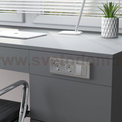 Выключатель двухклавишный (cеребряный рифленый) W1120009