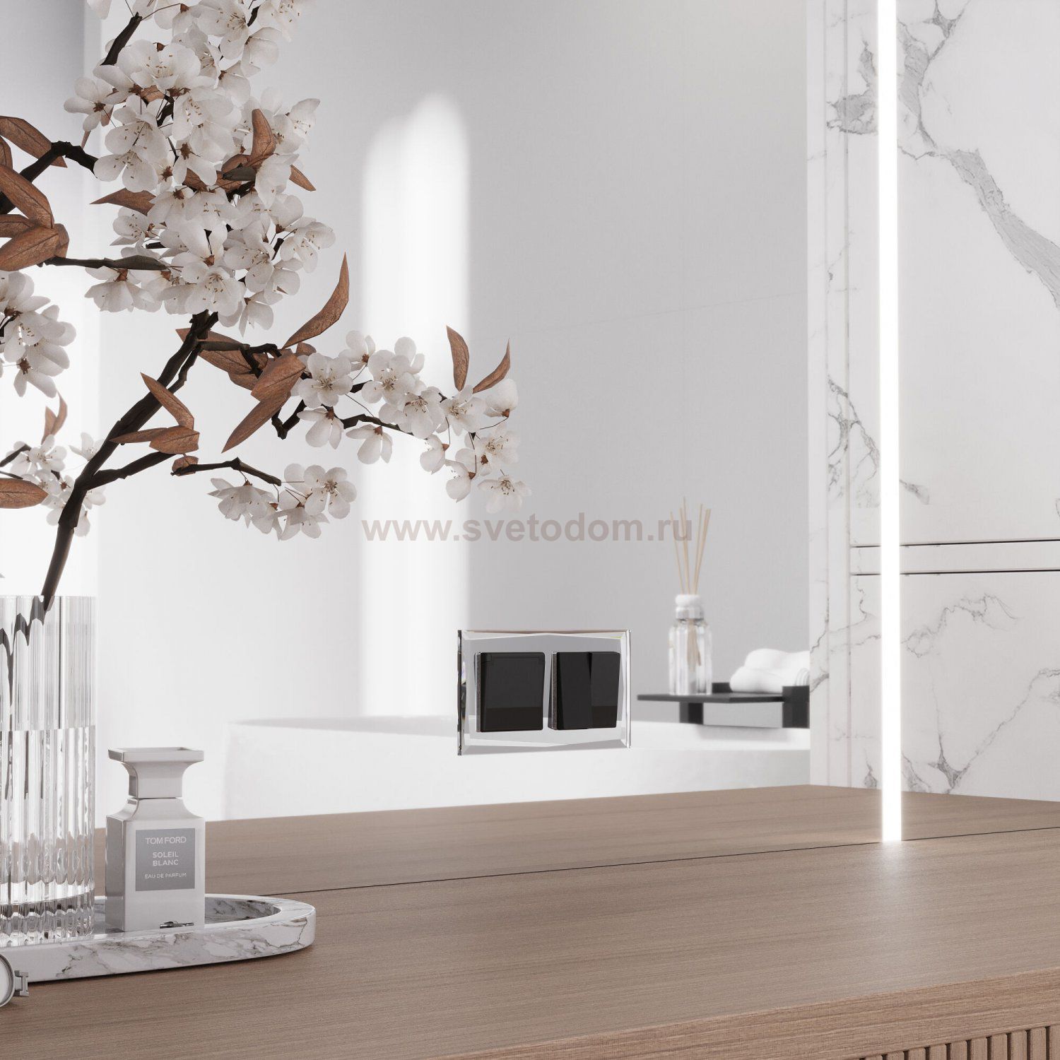 Выключатель двухклавишный (черный акрил) W1120048