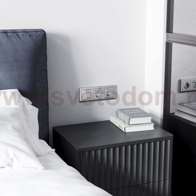 Выключатель двухклавишный (серебряный матовый W1120065