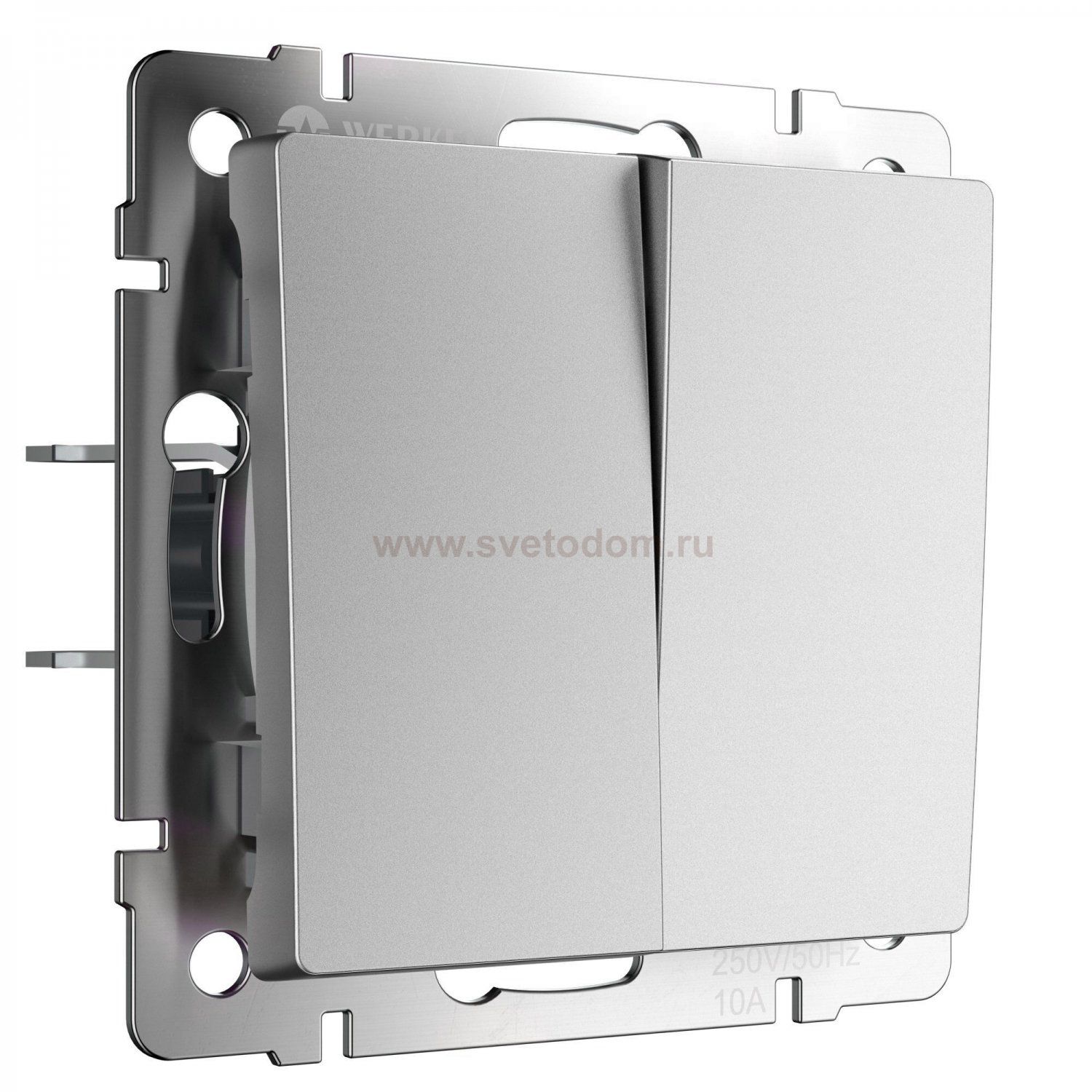 Выключатель двухклавишный (серебряный матовый W1120065