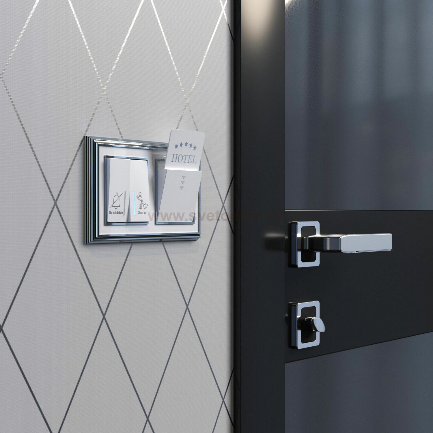 Выключатель двухклавишный для отелей (белый) W1120801