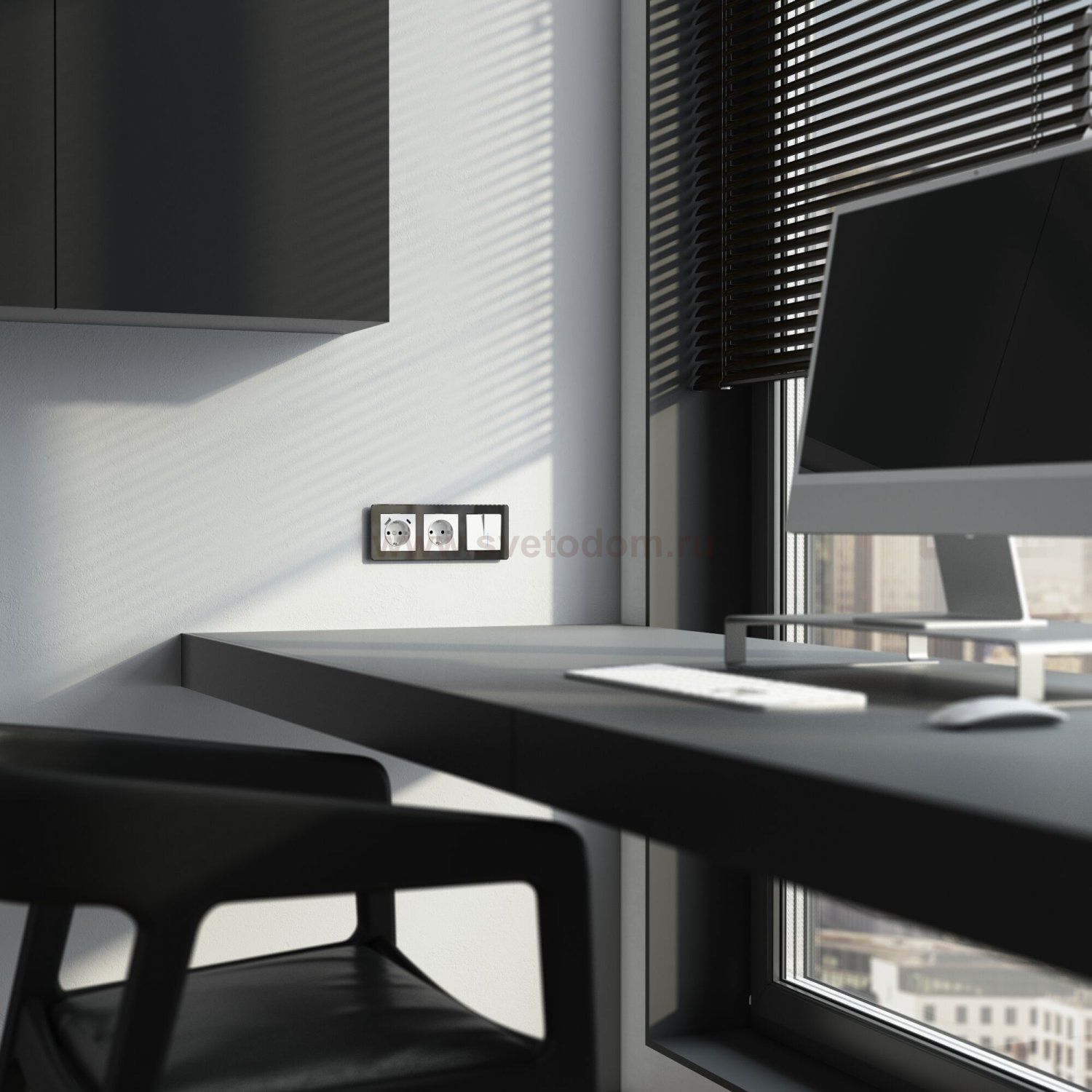 Выключатель двухклавишный проходной с подсветкой (белый) W1122101