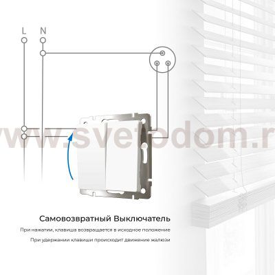 Выключатель двухклавишный с самовозвратом (белый матовый) W1122461
