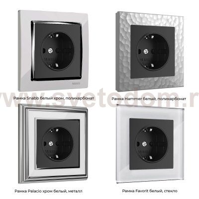 Розетка с заземлением (черный матовый) W1171008