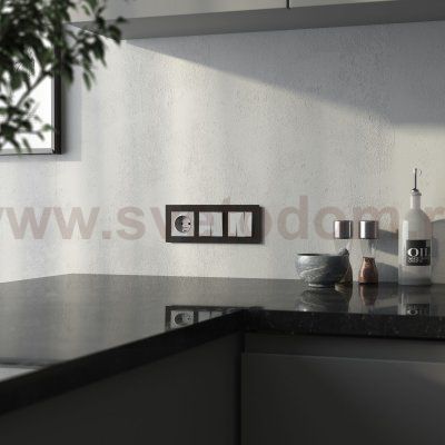 Розетка с заземлением (cеребряный рифленый) W1171009