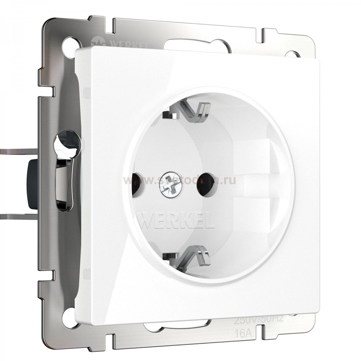 Розетка с заземлением, безвинтовой зажим (белая) W1171301