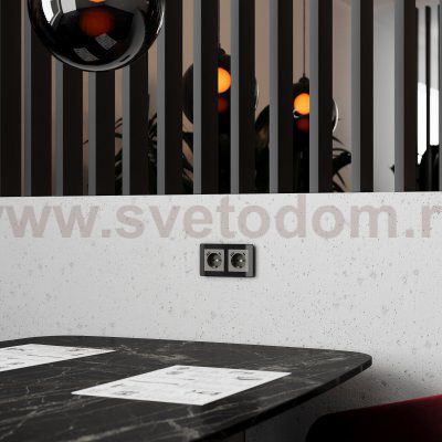 Розетка с заземлением, шторками и USB тип A+C (графит акрил) W1171744