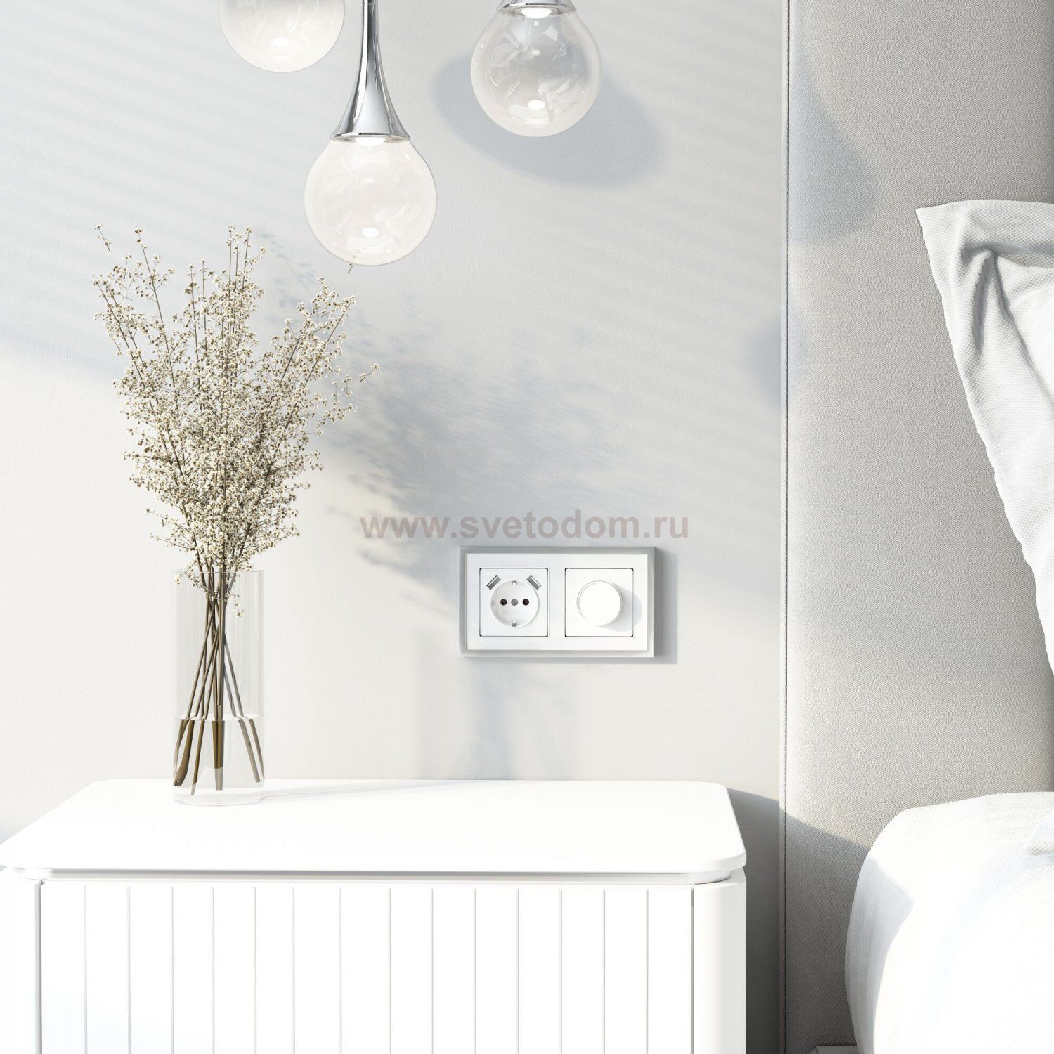 Накладка для розетки USB (белый акрил) W1179541