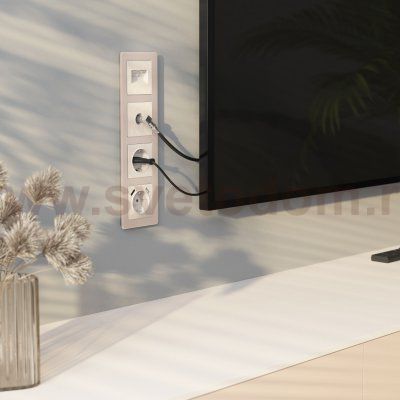 Накладка для двойной розетки Еthernet RJ-45 (перламутровый рифленый) W1191113