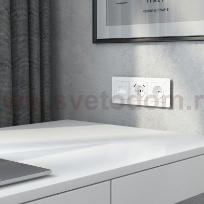 Накладка для двойной розетки Еthernet RJ-45 белый акрил W1191141