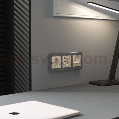 Накладка для двойной розетки Еthernet RJ-45 (айвори акрил) W1191143