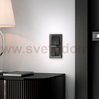 Выключатель одноклавишный проходной с подсветкой черный W1212108