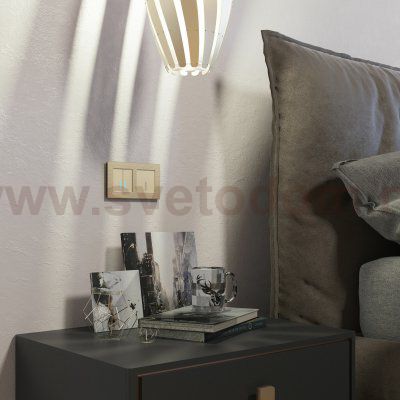 Сенсорный выключатель двухклавишный с подсветкой 1000 Вт (шампань) W4520011