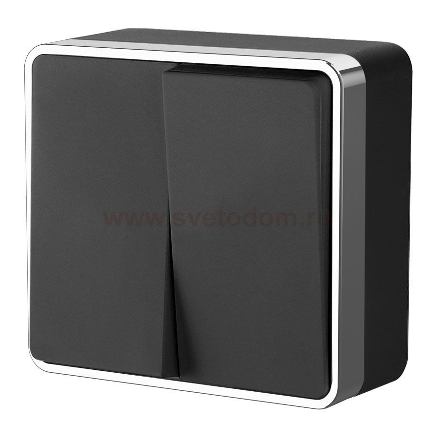 Выключатель двухклавишный Gallant черный/хром W5020035