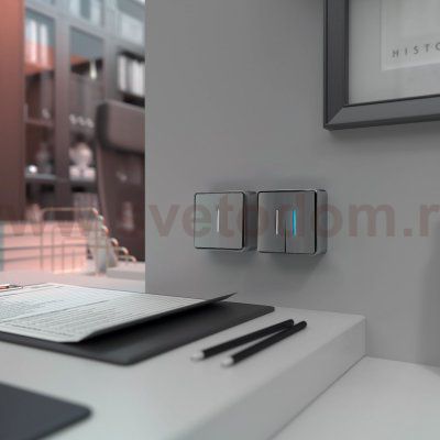 Выключатель двухклавишный с подсветкой Gallant серебряный W5020106