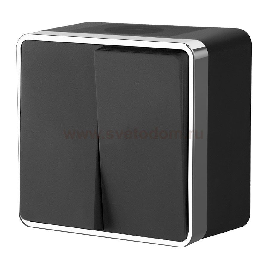 Выключатель двухклавишный влагозащищенный Gallant черный/хром W5020235