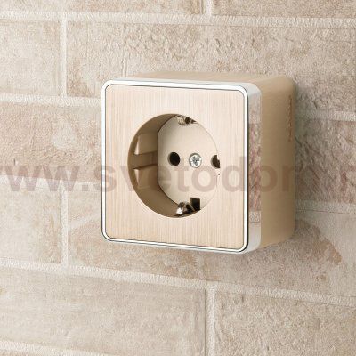 Розетка с заземлением Gallant шампань рифленый W5071010