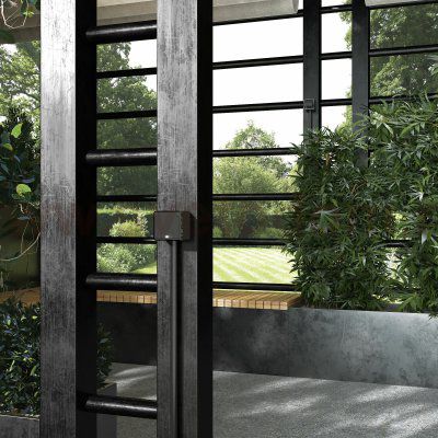 Розетка влагозащ. с зазем. с защит. крышкой и шторками Gallant черный/хром W5071235