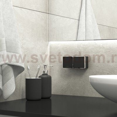 Розетка влагозащ. с зазем. с защит. крышкой и шторками Gallant черный/хром W5071235