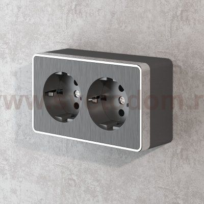 Розетка двойная с заземлением Gallant графит рифленый W5072104