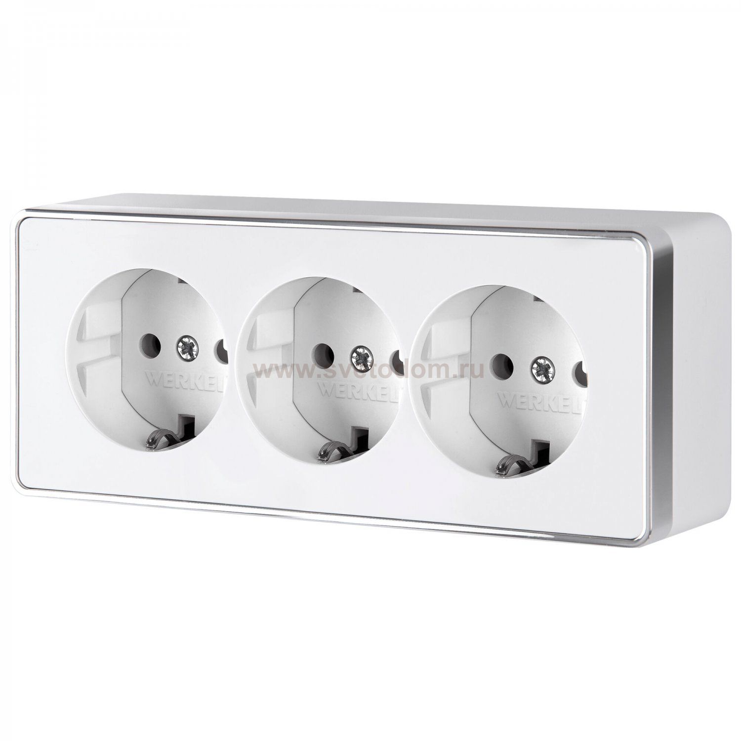 Розетка тройная с заземлением и шторками Gallant белая W5073101