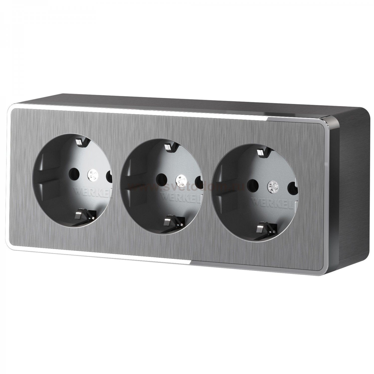 Розетка тройная с заземлением и шторками Gallant графит рифленый W5073104