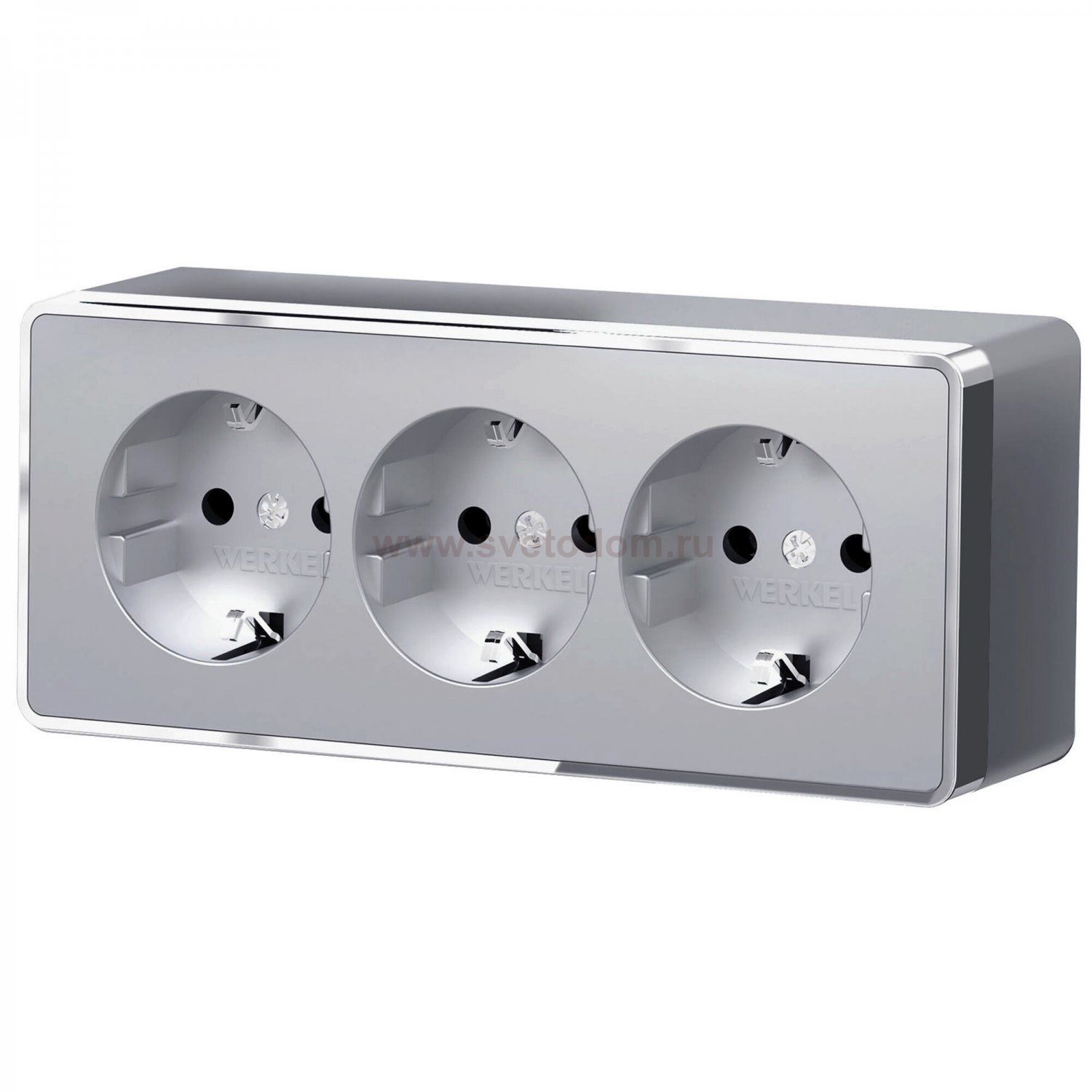 Розетка тройная с заземлением и шторками Gallant серебряный W5073106