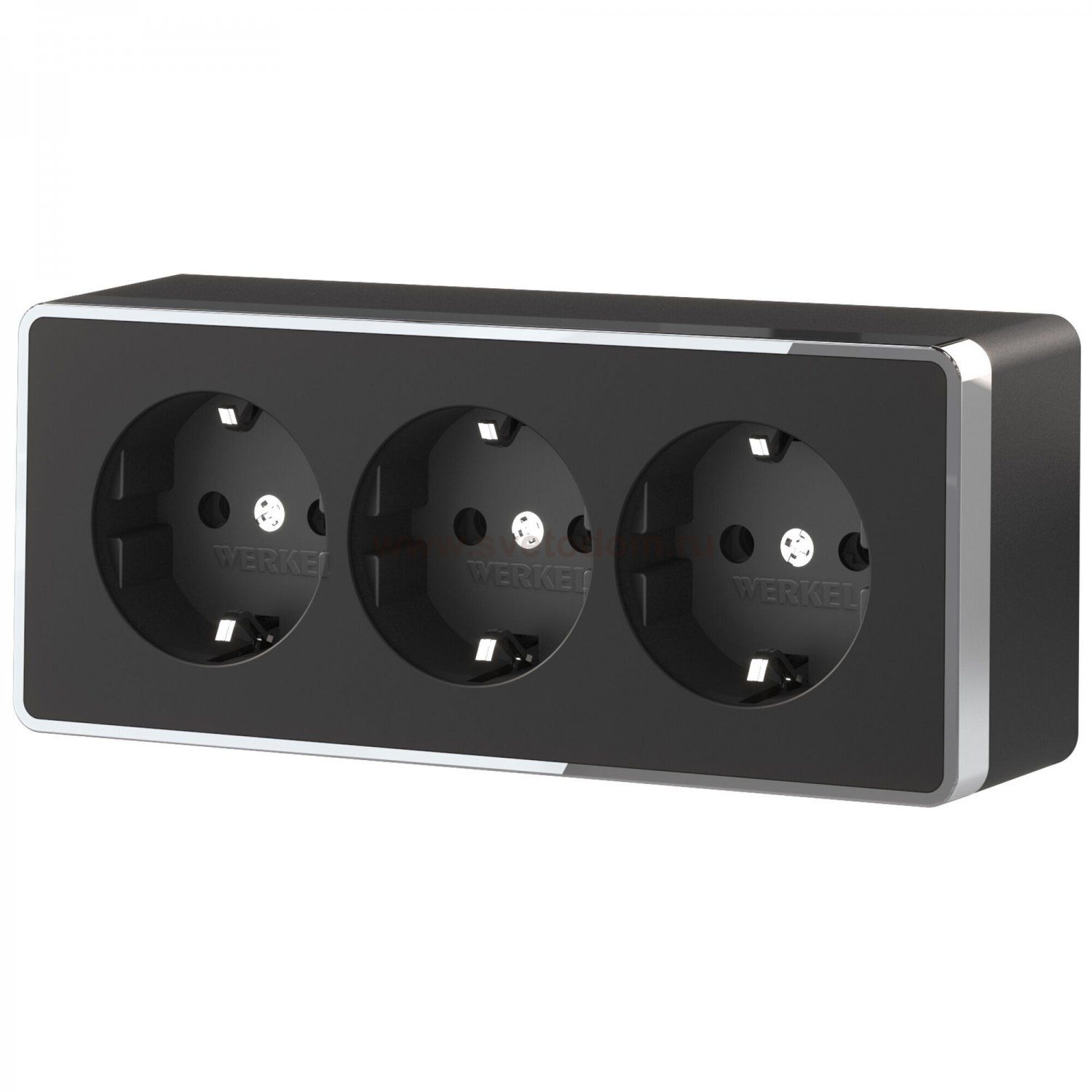 Розетка тройная с заземлением и шторками Gallant черный/хром W5073135