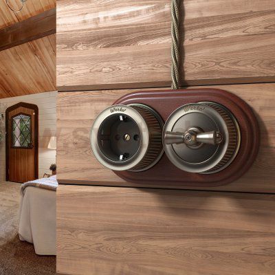 Розетка с заземлением бронзовый ретро W5771012