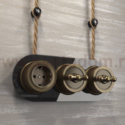 Розетка с заземлением бронзовый ретро W5771012