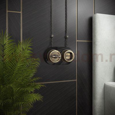 Розетка с заземлением бронзовый ретро W5771012