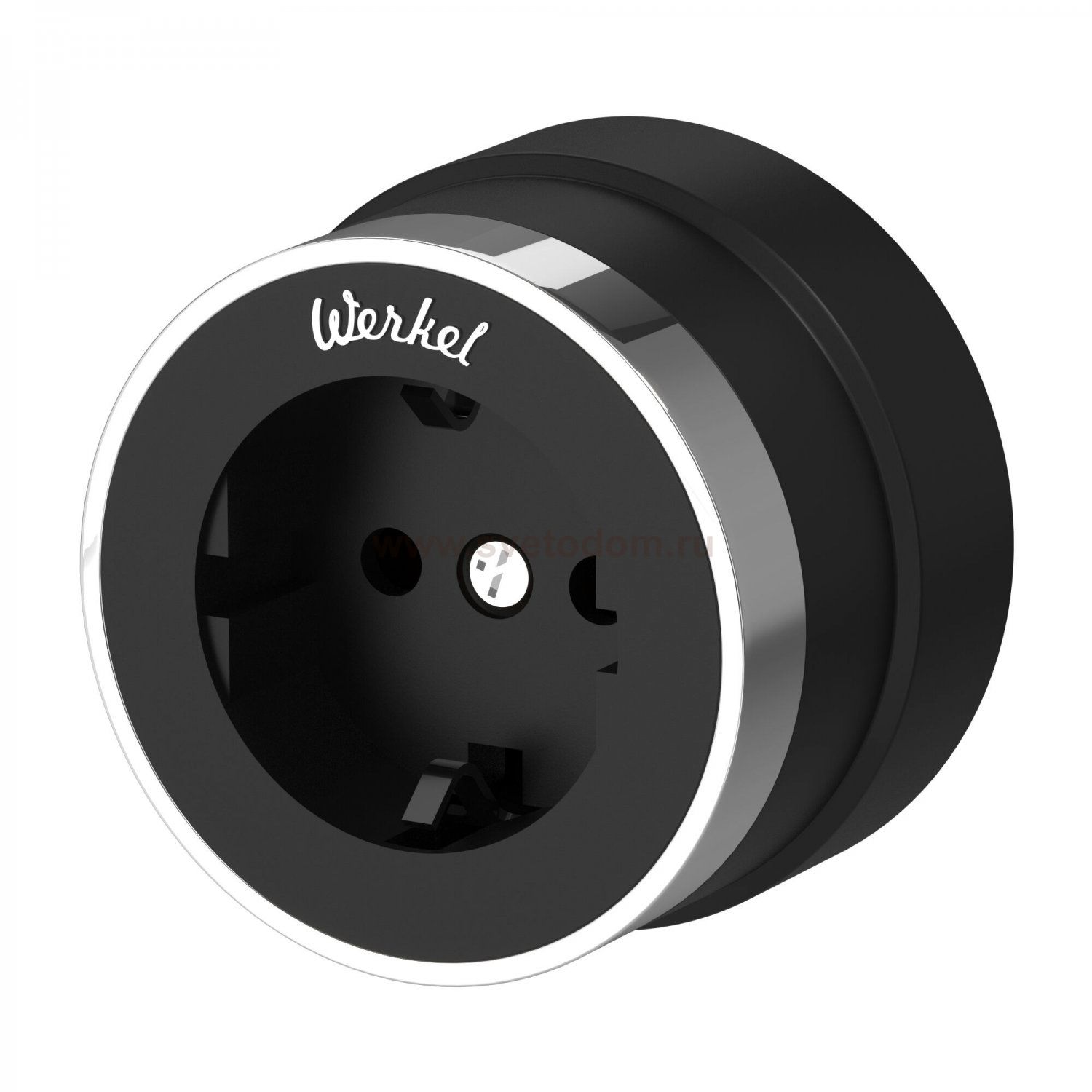 Розетка с заземлением Vintage черный матовый/хром W5871051