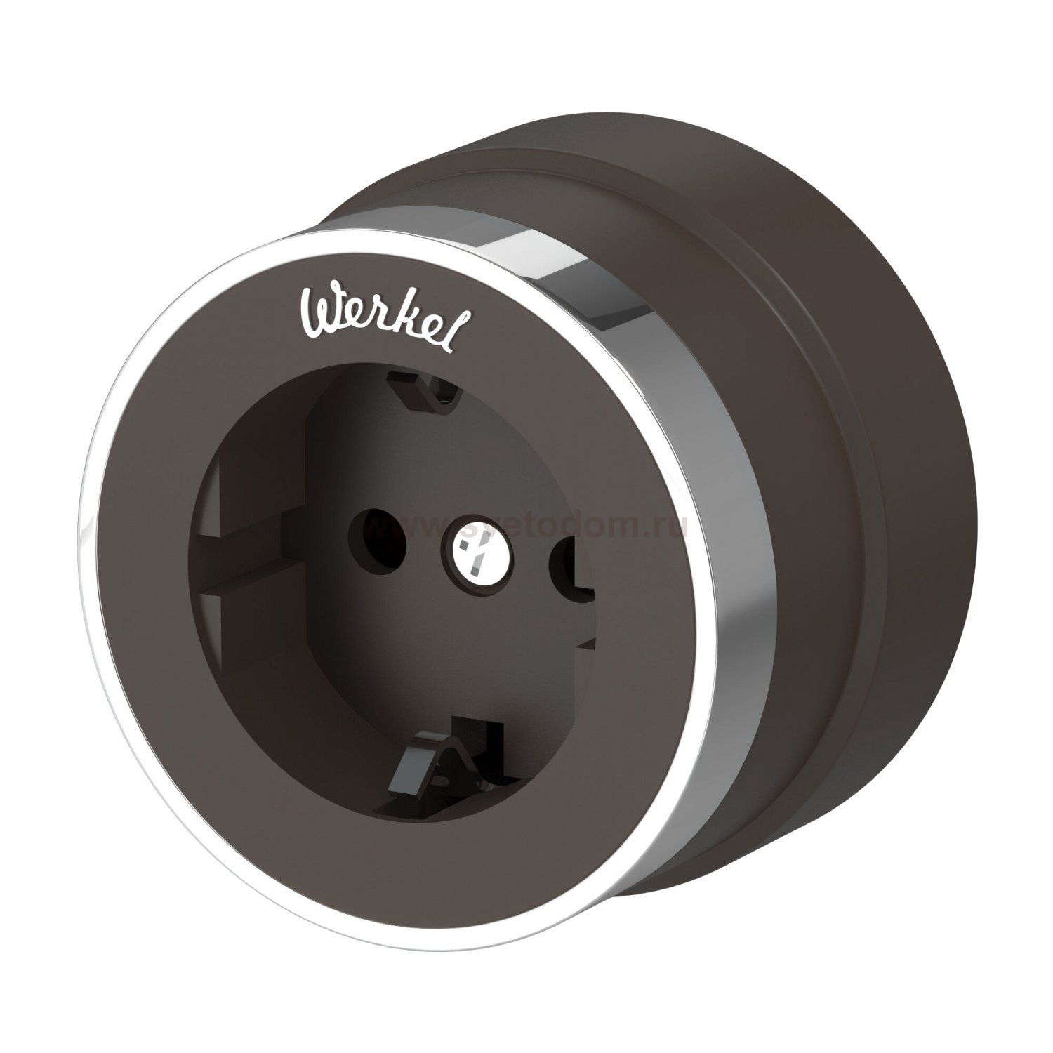 Розетка с заземлением Vintage мокко матовый/хром W5871052